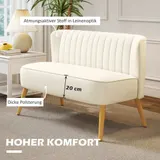 Sofa 2-Sitzer Couch Stoffsofa Sitzmöbel Polstersofa Loungesofa breit Cremeweiß – Bild 5