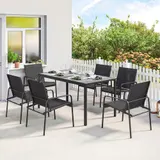 Outsunny Gartenmöbel Set Sitzgruppe Tisch mit 6 Atmungsaktiven Stühlen – Bild 1