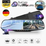 4" 1080P Spiegel Dash Cam Dual Lens Auto DVR Rückfahrkamera Recorder Car DHL – Bild 1