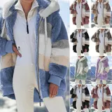 Damen Plüsch Warme Winterjacke Teddyfell Kapuzen Mantel Winter Fleecejacken – Bild 17