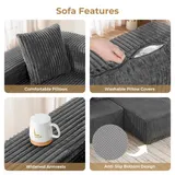 Corduroy Ecksofa L-Form mit Schlaffunktion -Wohnlandschaft- Schlafcouch Eckcouch – Bild 12