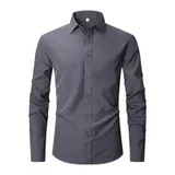 Hemd Herren Langarm Slim-Fit Hemden Kentkragen Freizeithemd Businesshemd – Bild 8