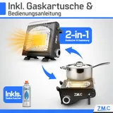 ZMC 2in1 Gasheizung Camping Gaskocher 1,7kW tragbar Butan Keramik Heizer Outdoor – Bild 6