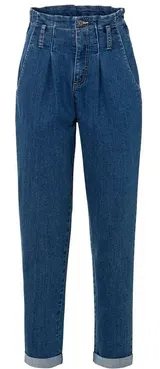 Damen Strech Jeans Mom blue denim High Waist Saum Umschlag Gr. 36 - 52 neu 72346 – Bild 1