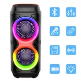 BLUETOOTH 5.0 LAUTSPRECHER RGB SUBWOOFER MUSIKBOX BOOMBOX PARTY LED MIT MIKROFON – Bild 5