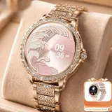 Smartwatch Damen Gold Telefonfunktion Fitnessuhr 100 Sportmodi SpO2 Android iOS – Bild 1