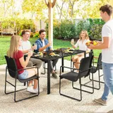 Gartenmöbel Set Sitzgruppe 150 x 80cm Glastisch mit 6 Atmungsaktiven Stühlen – Bild 10
