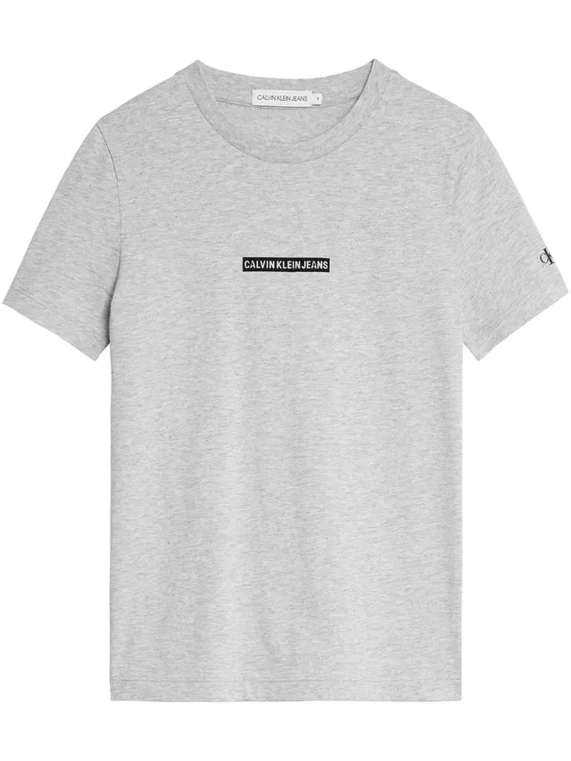 Calvin Klein Jungen T-Shirt Micro Flock Logo Fitted Top Grau