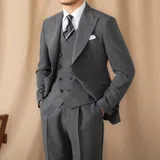 Männer Anzug Slim Fit 3Stücke für Hochzeit Business Peak Lapel Anzüge Hose Weste – Bild 2