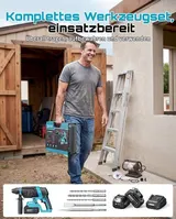 4-in-1 Akku Bohrhammer 2.8J SDS Plus Schlagbohrer Bohrmaschine mit 2*4,0Ah Akku – Bild 9