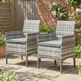 2er Set Gartenstuhl Polyrattan Gartenmöbel mit 2 Sessel Abnehmbaren Kissen – Bild 9