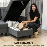 Ecksofa mit Schlaffunktion 3-Sitzer Sofa und Bettkasten, Leinenoptik Dunkelgrau – Bild 7