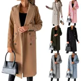 Damen Mantel Trenchcoat Wintermantel Übergangs zweireihig Jacke Parka Lang DE – Bild 11