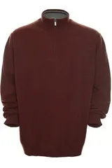 Kitaro Pullover Troyer Strick Pulli Stehkragen Wolle Knit Zip Herren Plusgröße – Bild 1