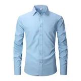 Hemd Herren Langarm Slim-Fit Hemden Kentkragen Freizeithemd Businesshemd – Bild 5