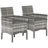 2er Set Gartenstuhl Polyrattan Gartenmöbel mit 2 Sessel Abnehmbaren Kissen – Bild 1