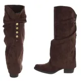 Damen Bikerschuhe mit Reißverschluss Ital-Design 0086 in Braun – Bild 5