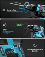 Akku Bohrmaschine Bohrhammer Brushless Schlagbohrer SDS Plus Für Makita 18V Akku – Bild 7
