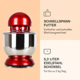 Küchenmaschine Standmixer Rührgerät Teig Knetmaschine 1800 W Edelstahl Rot – Bild 5