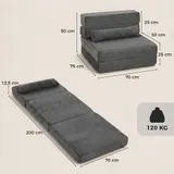 HOMCOM Schlafsofa Faltbarer Schlafsessel mit Kissen Cord-Optik Dunkelgrau – Bild 4