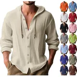 Leinenhemd Herren Hemd Langarm Leinen Hemden Freizeithemden Casual Sommer Shirt – Bild 14