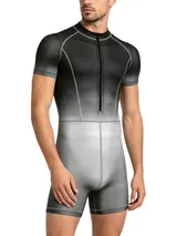 DE Herren Badeanzug Shorty Einteiler Schwimmanzug Rash Guard Bademode Overall – Bild 6
