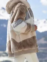 Damen Plüsch Warme Winterjacke Teddyfell Kapuzen Mantel Winter Fleecejacken – Bild 15