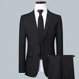 Männer Solid Color Business Anzug Hochwertige Mode Bankett Hochzeit Trend  – Bild 5