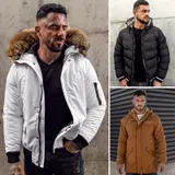 Parka Winterjacke Jacke Mantel Wärmejacke Casual Winter Herren Mix BOLF Kapuze – Bild 2