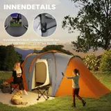 Outsunny Tunnelzelt Campingzelt für 4 Personen mit 2 Schlafzimmern Wohnbereich – Bild 7
