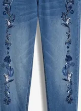Damen Strech Jeans blue bleeched Stickerei Slim Fit Umschlag 36 bis 54 neu 72315 – Bild 5