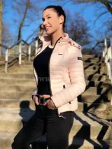 Marikoo Samtpfote Damen Jacke Steppjacke Frühling Übergangsjacke gesteppt Kapuze – Bild 4