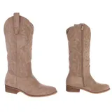 Damen Cowboyboots mit Reißverschluss Ital-Design 1025 in Hellbraun – Bild 4