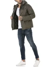Redbridge Herren Jacke Übergangsjacke Bikerjacke abnehm Sweat- Kapuze 2in1 Look – Bild 9
