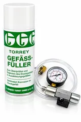 Gefäßfüller 400ml mit Adapter für Ausdehnungsgefäße mit Absperrung und Manometer – Bild 1