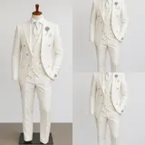 Hochzeit Männer Anzug Slim Fit Weiß 3 Stücke für Peak Lapel Anzüge Hose Weste – Bild 1
