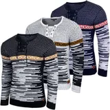 Herren Pullover Slim Fit Rundhals Strick-Pullover Longsleeve in Feinstrick B-156 – Bild 6