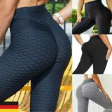 Damen Anti Cellulite Leggings Push Up Sporthose Fitness Gym Yoga Stretch Leggins – Bild 3