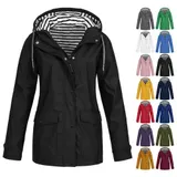 Regenjacke Damen mit Kapuze Wasserdichte Übergangsjacke Jacke Mantel Wanderjacke – Bild 10