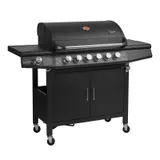TAINO RED 6+1 Gasgrill BBQ Grill-Wagen Edelstahl Brenner Seitenkocher Schwarz – Bild 1