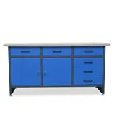 Werkbank mit Arbeitsplatte Werktisch mit 6 Schubladen 2 Schließfächer MDF Platte – Bild 2