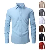 Hemd Herren Langarm Slim-Fit Hemden Kentkragen Freizeithemd Businesshemd – Bild 10