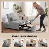HOMCOM 4-in-1 Schlafsessel mit Bettfunktion, ausziehbares Schlafsofa, Hellgrau – Bild 5