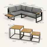 Outsunny 5-tlg. Gartenmöbel-Set Gartengarnitur mit Ecksofa Doppelsofa Couchtisch – Bild 4