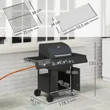 Outsunny Gasgrill 12,2 KW 3+1 Brenner BBQ Grillwagen aus Edelstahl inkl Rolle – Bild 4