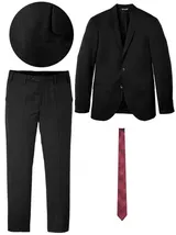 3-tlg Set Anzug: Sakko Hose Krawatte Gr. 48-66 Schwarz Herrenanzug Slim Fit Neu – Bild 2