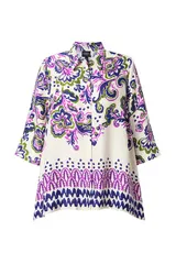 Ulla Popken Damen große Größen Bluse Paisley A Linie Hemdkragen 3 4 Arm 842829 – Bild 7
