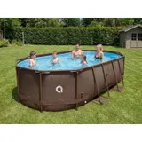 Pool 427x275x100cm Aufstellpool Gartenpool Schwimmbecken Stahlrahmen Oval rattan – Bild 6