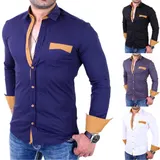 Hemd Herren Slim Fit Business Freizeit Hochzeit Shirt Hemden Langarm RS-7205 – Bild 14