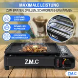 ZMC 2in1 Gasgrill Tischgrill Campingkocher 2,2kW mit 8x Gas + Adapter mit Pfanne – Bild 2